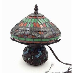 Dale Tiffany Red Dragonfly Collection Glass 12 Inch Accent Table Lamp #8774
